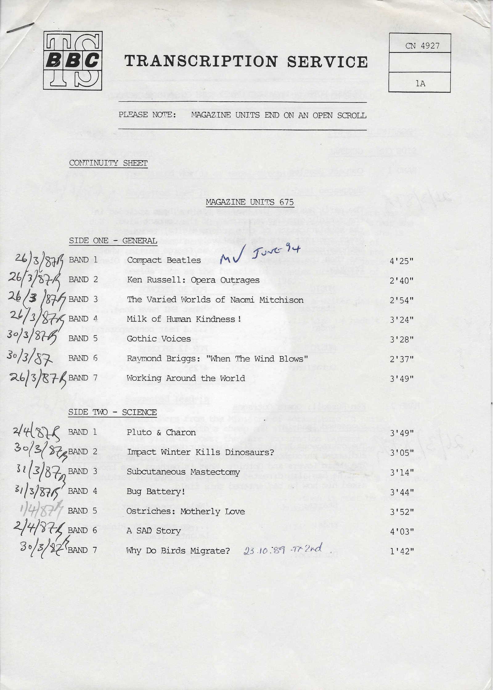 Inserts from CN 4927